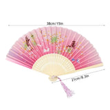Foldable Hand Fan Japanese Silk Folding Fans Bamboos Chinese Fan Antiquity With Tassels Small Dance Fan For Student Hanfu