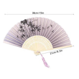 Foldable Hand Fan Japanese Silk Folding Fans Bamboos Chinese Fan Antiquity With Tassels Small Dance Fan For Student Hanfu