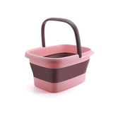 Foot Bath Basin Folding Massage Footbath Tub Large Capacity Spa Outdoor Travel Camping Bucket with Handle Light Pink