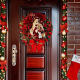 Front Door Christmas Wreath Indoor Outdoor Wreath With LED Lantern Rattan Holly Weaving Wreath For Bedroom Front Door Wall