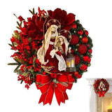 Front Door Christmas Wreath Indoor Outdoor Wreath With LED Lantern Rattan Holly Weaving Wreath For Bedroom Front Door Wall