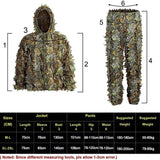 Ghillie Suit Men Women Kids 3D Leafy Bionic Camouflage Hunting Clothing CS Shooting Suit Tactical Military Combat Clothes Set