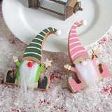 Gnome Wooden Ornaments Wood Santa Dwarf Man Desktop Decor Portable Wooden Hang Craft Gnome Elf Party Supplies For Doors Window