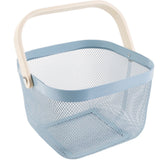 Multi-purpose Baskets Hanging Storage Basket Mesh Metal Storage Bins with Wooden Handles for Cabinets, Cupboards, Bathroom