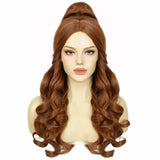 HD Cheap Perfect Women Ponytail Wig Curly Auburn Brown Belle Princess Cosplay Costume Wig For Halloween Christmas Thanksgiving
