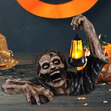 Halloween Decor Crawling Lantern Zombie Statue With LED Light Resin Crafts Halloween Haunted House Yard Garden Decor Horror Prop