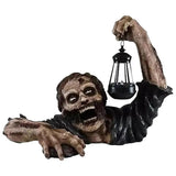 Halloween Decor Crawling Lantern Zombie Statue With LED Light Resin Crafts Halloween Haunted House Yard Garden Decor Horror Prop