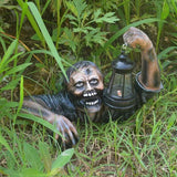 Halloween Decor Crawling Lantern Zombie Statue With LED Light Resin Crafts Halloween Haunted House Yard Garden Decor Horror Prop