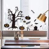 Halloween Door Cling Sticker Black Branch Pumpkin Spooky Clings Decals Halloween Window Decals Scary Party Decorations For Door