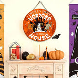 Halloween Door Sign Fadeless Wood Ghost Sign With Spraying Process Haunted House Ornament For Living Room Balcony Farmhouse
