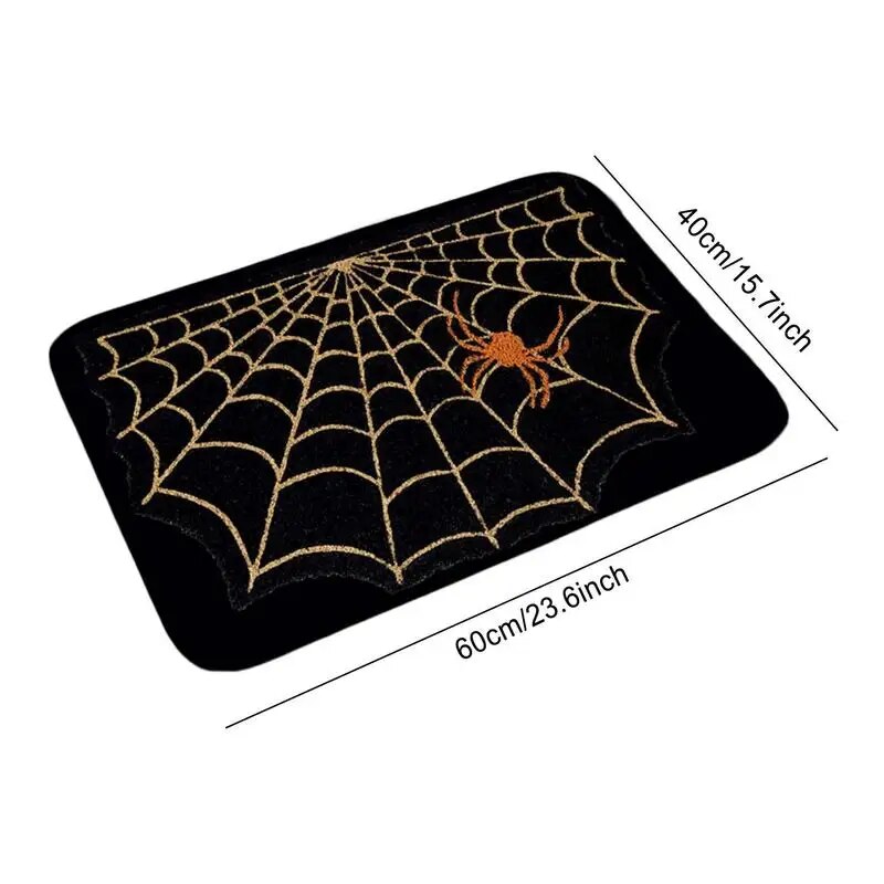 Halloween Entrance Mat Decorative Spider Web Floor Door Rug Washable & Reusable Outdoor Front Door Mat Halloween Decoration
