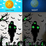 Halloween Glow In The Dark Decals PVC Ghost Bat Eyes Sticker With Green Light Outdoor Long-Lasting Sticker For Decorating