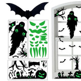 Halloween Glow In The Dark Decals PVC Ghost Bat Eyes Sticker With Green Light Outdoor Long-Lasting Sticker For Decorating