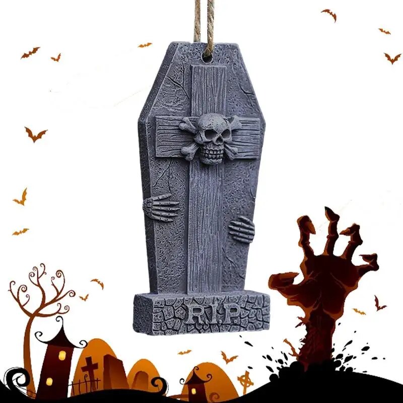 Halloween Gravestones Pendant Eerie Halloween Ornament Ghastly Sign Outdoor Home Decor Products For Living Room Bedroom Garden