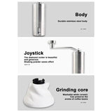 Hand Coffee Grinder Portable Stainless Manual Coffee Mill Adjustable Detachable Hand Crank Coffee Grinder Espresso Grinder