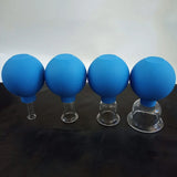 4pcs Vacuum Cupping Cups Set Rubber Head Glass Cup Chinese Body Cupping Cups Anti Cellulite Massage Therapy Cans For Skin Lift