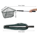 190cm 92cm 55cm Telescopic Landing Net Folding Fishing Pole Extending Fly Carp Course Sea Mesh Fishing Net For Fly Fishing