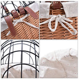 Bike Handlebar Front Bag Bicycle Pet Basket with Iron Frame Bike Front