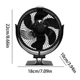 Heat Powered Stove Fan  Log Wood Burner Aluminum Alloy Eco-Fan with Protective Cover for Wood Burning Stoves Pellet Stoves