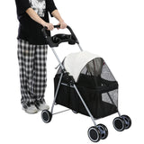 High Quality 4 Wheels Pet Stroller Dog Cat Travel Modern Spring Damping Design Forepart Reticulation Pet Supplies Carriers