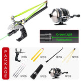 Hunting Fish Straight Rod Precision Telescopic Catapult Slingshot with Laser Fishing Reel High Power Shooting Outdoor Tools
