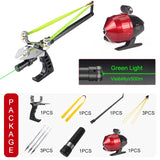 Hunting Fish Straight Rod Precision Telescopic Catapult Slingshot with Laser Fishing Reel High Power Shooting Outdoor Tools