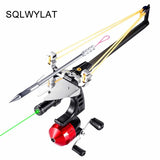 Hunting Fish Straight Rod Precision Telescopic Catapult Slingshot with Laser Fishing Reel High Power Shooting Outdoor Tools