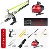 Hunting Fish Straight Rod Precision Telescopic Catapult Slingshot with Laser Fishing Reel High Power Shooting Outdoor Tools