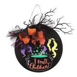 I Smell Children Pendant Wooden Door Hangers Wreath Decorative Wreath Front Door Hanging Signs With Lanyard Halloween Ornament