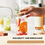 NEW ARRIVAL Beer Can Glass with Bamboo Lids and Glass Straws,4 Pack 16Oz Drinking Glasses with Lids and Straws,Can Shaped Glass