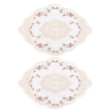 NEW ARRIVAL 2Pcs Vintage Oval Lace Table Placemats Exquisite Flower Embroidered Doilies Vase Mat 12.2 X 16.9 Inch