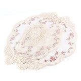 NEW ARRIVAL 2Pcs Vintage Oval Lace Table Placemats Exquisite Flower Embroidered Doilies Vase Mat 12.2 X 16.9 Inch