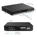 DVD Player 1080P HD Home DVD Player Box for TV All Region Free DVD CD-Disk Player AV-Output EVD Player--EU Plug