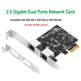 NEW ARRIVAL 2.5G Gigabit Network Card Adapter with 2 Ports 2500Mbps PCIe 2.5Gb Ethernet Card RJ45 LAN Computer Controller Card