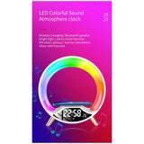 Multi-Function Night Light with Wireless Charging Bluetooth Speaker Smart Alarm Clock Atmosphere Light(B)EU Plug
