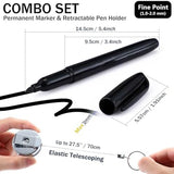 NEW ARRIVAL 24PCS Count Permanent Markers, Fine Point Tip Black Permanent Marker Pens with Retractable Pen Holder