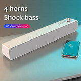 Portable Sound Bar Computer Speakers AUX Wired Wireless Bluetooth Speaker PC/TV Home Theater System 4D Stereo Surround-A