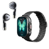 ! 2 in 1 Wireless Bluetooth Smart Watch Noise Cancelling Wristwatch with Earbud Heart Rate NFC Health Monitoring-A
