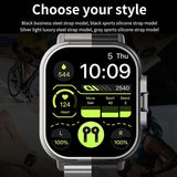 ! 2 in 1 Wireless Bluetooth Smart Watch Noise Cancelling Wristwatch with Earbud Heart Rate NFC Health Monitoring-A
