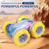 NEW ARRIVAL 2.4G RC Stunt Car Transparent Light Amphibious Vehicle Double Sided Stunt RC Car Gesture Rolling Green