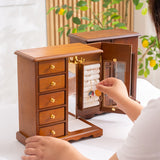 NEW ARRIVAL Retro Wooden Storage Box Jewelry Box 5-Layer Chinese Necklace Bracelet Ring Solid Wood Jewelry Box Retro Color (Ligh