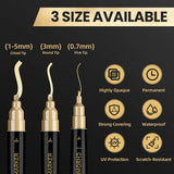 NEW ARRIVAL 3 Pack Dual Tip Liquid Gold Chrome Markers, Permanent Shiny Gold Marker Pen for Most Surfaces, Golden Metallic