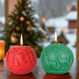 NEW ARRIVAL 4PCS Christmas Day Snow Scene Ball Candle Molds Silicone Mould for Relief Sphere Plaster Making Handmade Soap