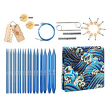 NEW ARRIVAL 18PCS Interchangeable Crochet Needles Set Aluminum Circle Knitting Needles Blue Color Bag with Sewing Tool Accessory