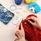 NEW ARRIVAL 18PCS Interchangeable Crochet Needles Set Aluminum Circle Knitting Needles Blue Color Bag with Sewing Tool Accessory