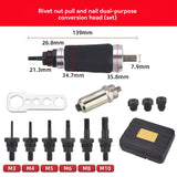 Rivet Nut Tool, Electric Drill Adapter Rivet & Rivet Nut Two Functions Rivnut,6 Rivet Nut Mandrels and 3 Rivet Heads