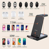 ILEPO 15W 3 In 1 QI Foldable Wireless Charger Stand Pad For iPhone 14 15Apple Watch Airpods Pro Fast Charging Dock Station