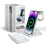 ILEPO 15W 3 In 1 QI Foldable Wireless Charger Stand Pad For iPhone 14 15Apple Watch Airpods Pro Fast Charging Dock Station