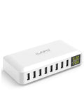 ILEPO USB Charger with LED Digital Display 40W 8A Max 2.4A 8-Ports USB Hub Charger for iPhone iPad Smart Phone and Other Devices