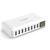 ILEPO USB Charger with LED Digital Display 40W 8A Max 2.4A 8-Ports USB Hub Charger for iPhone iPad Smart Phone and Other Devices